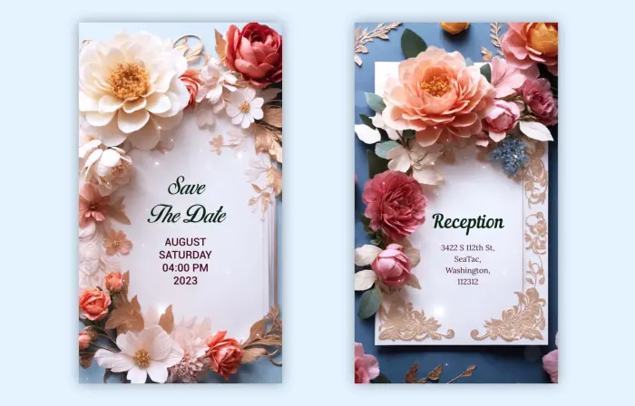 Exquisite Premium Floral 3D Wedding Invitation Instagram Story